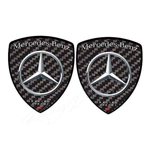 Adhesivos para Mercedes Benz AMG (2 unidades), diseño de carbono con logotipo de Mercedes Benz