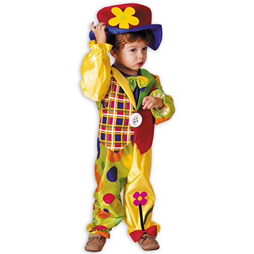 Adorable traje infantil de payaso | Colorido en talla 3 - 4 años, 99 - 104 cm | Encantador disfraz de payaso de circo para niño | Mejor elección para carnavales infantiles y fiestas de disfraces