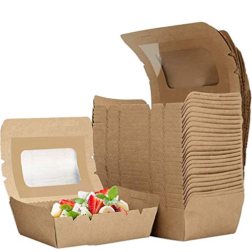 afdg Caja para Galletas,25 Piezas Envasado de Cartón para Alimentos, Cartón para Llevar, Caja de Embalaje de Ensalada para Comida Cocida, Pan, Arroz Frito, Fideos(700 ml)