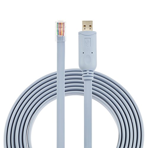 AGS Retail - Cable de consola USB 2.0 a RJ45 con RS232 FTDI, conectar y usar para PC portátil en Windows, Mac OS, Linux, 6 pies, 1,8 m