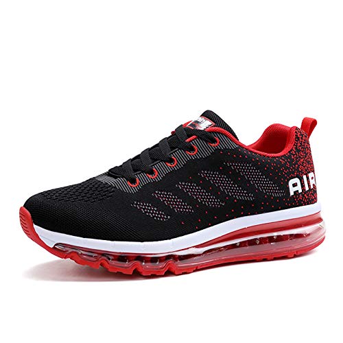 Air Zapatillas de Running para Hombre Mujer Zapatos para Correr y Asfalto Aire Libre y Deportes Calzado Unisexo Black Red 37