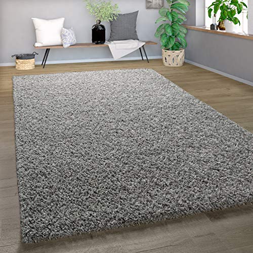 Alfombra Shaggy De Pelo Alto Y Largo Gran Espesor del Hilo En Gris Brillante Liso, tamaño:160x220 cm Alfombra Shaggy De Pelo Alto Y Largo Gran Espesor del Hilo En Gris Brillante Liso, tamaño:160x220 cm