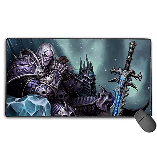 Alfombrilla de ratón grande para videojuegos, de Wrath of the Lich King World of Warcraft, impermeable, antideslizante, base de goma antideslizante, 40 cm x 90 cm