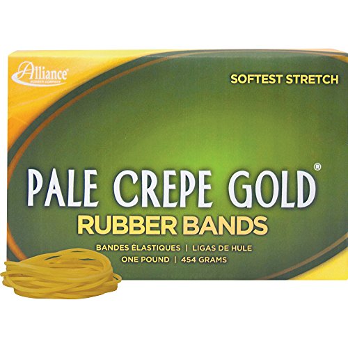 Alliance Pale Crepe Gold Size #16 (2 1/2 x 1/16 Inches) Premium Rubber Band - 1 Pound Box (Approximately 2675 Bands per Pound) (20165) by Alliance Rubber