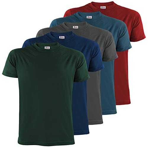 ALPIDEX T-Shirt Camiseta para Hombre un Juego de 5 con Cuello Redondo - Unicolor Tallas S M L XL XXL 3XL 4XL - Earth, Tamaño XXL