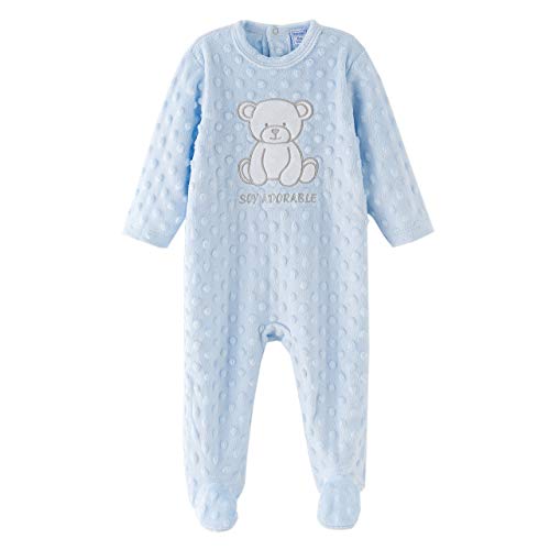Amomí, Pijamas para Bebé Niño 9 Meses, Pelele Tercio Pelo, hasta 24 Meses (9 Meses, Burbuja Celeste Oso Blanco)