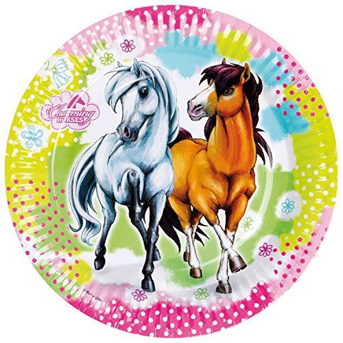 amscan falksson RM552341 Charming Horses - Plato de cartón (8 Unidades), diseño de Caballos