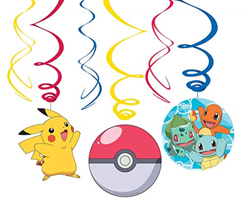 Amscan International 10025594 9904830 Pokemon Pokémon Swirl Decoraciones Pack 6