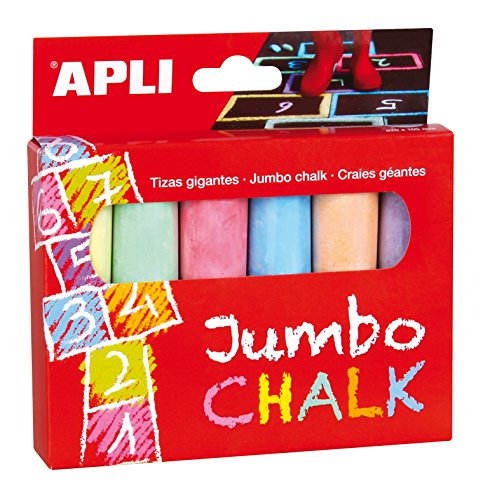 APLI Kids- Caja tiza redonda, colores surtidos - 6 uds, Ø 25 x 105 mm (14367)