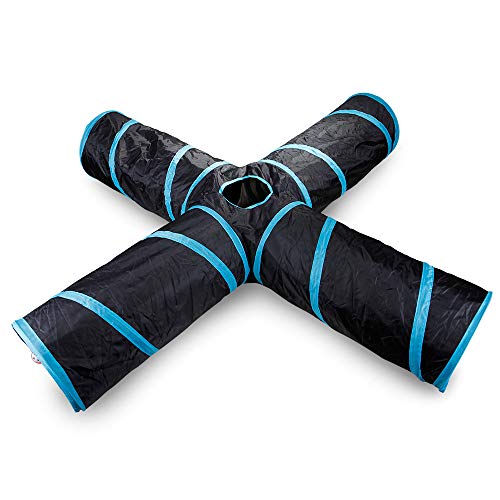 Athyior Túnel para Gatos Plegable - Grande 4 Vías Tubo de Juguete para Gatos Perrito Conejo con Pompones y Campanas para Mascota pequeña Interactivo Laberinto Interior Athyior Túnel para Gatos Plegable - Grande 4 Vías Tubo de Juguete para Gatos Perrito Conejo con Pompones y Campanas para Mascota pequeña Interactivo Laberinto Interior