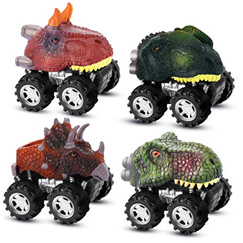 ATOPDREAM Juguetes Niños 2-8 Años, Tire hacia atrás de los Coches de Dinosaurios Juguetes Niños 2-5 Años Educativos Juegos Infantiles Juguetes para Niños de 2-8 Años (4 Pcs)