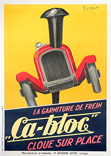 Automóvil del Vintage Ca-Bloc Freno Forro C1931 por Leonetto Cappiello, 250 gsm Art Tarjeta A3 reproducción de póster