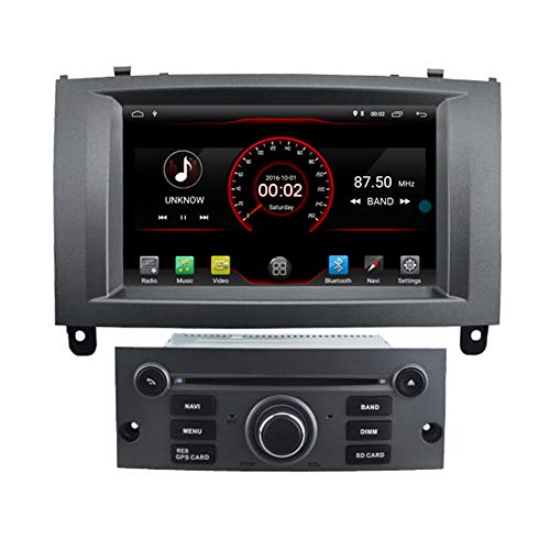 Autosion - Reproductor de DVD para coche Android 10 con GPS estéreo, radio Navi Multimedia Wifi para Ford Peugeot 407 2004 2005 2006 2007 2008 2009 2010 Plata Control del volante