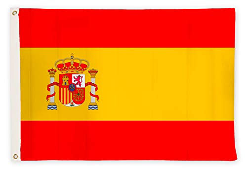Banderas de aricona – bandera de españa resistente a la intemperie con 2 ojales de metal - bandera nacional española 90 x 150 cm Banderas de aricona – bandera de españa resistente a la intemperie con 2 ojales de metal - bandera nacional española 90 x 150 cm