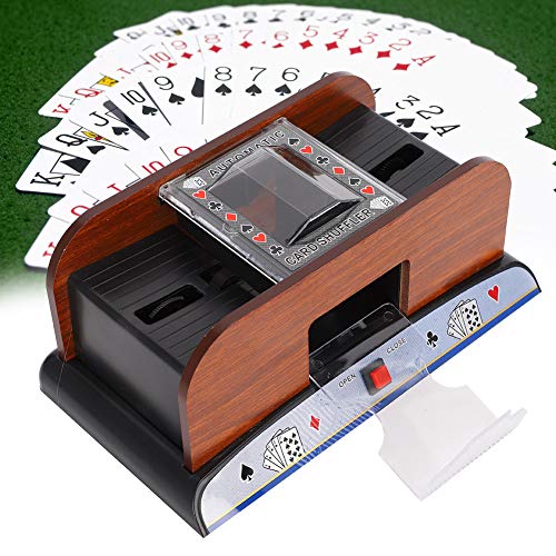 Barajador de cartas, barajador de cartas de madera Máquina automática de barajadora de cartas con pilas para póquer de 2 cubiertas