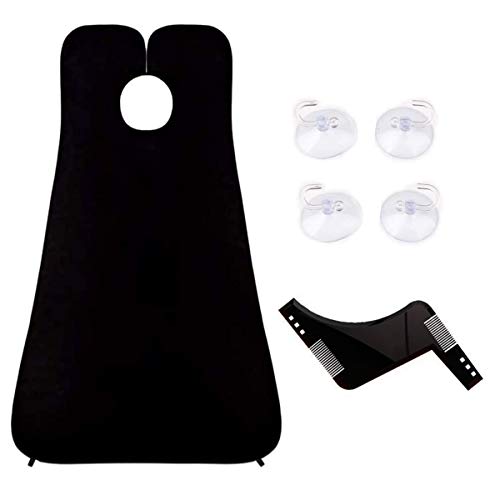 Barba Delantal con Peine de afeitar profesional, BeYself Babero para barba con ventosa - Dejen de Estorbar su Fregadero Capa para Afeitar Regalo para Hombre (Negro) Barba Delantal con Peine de afeitar profesional, BeYself Babero para barba con ventosa - Dejen de Estorbar su Fregadero Capa para Afeitar Regalo para Hombre (Negro)
