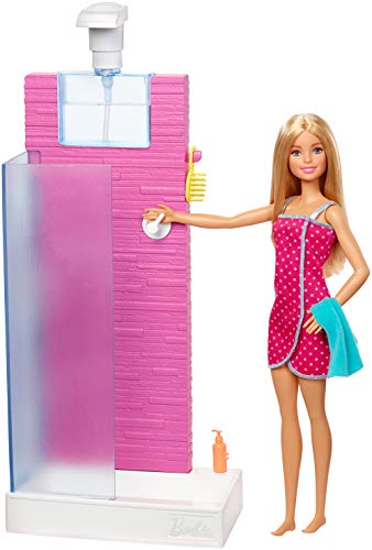 Barbie Muñeca con muebles de baño y accesorios (Mattel FXG51)