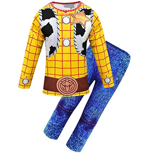BCOGG 2019 Halloween Toy Story Niños Woody Disfraz Boy Woody Juego de Roles Disfraz de Vaquero Disfraces Cosplay Paños con Sombrero M 1676