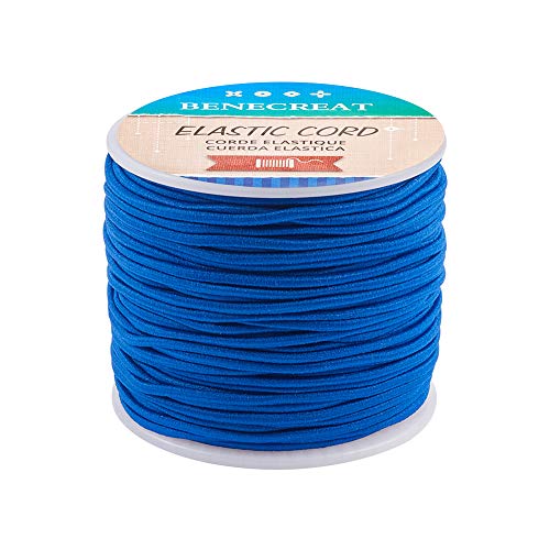 BENECREAT 50m 2mm Cordón Elástico Hilo de Nylon de Rebordear Tela Hilo para Cuentas Pelo y Manualidad Azul Real