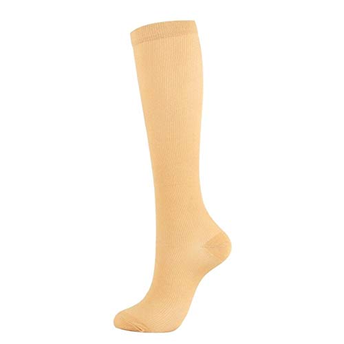 BGDRR 1 par de Calcetines Unisex Medias de compresión Medias hasta la Rodilla Soporte Alto Estiramiento for Mujeres Hombres Calcetines (Color : Flesh, Size : L 20cm 36cm)