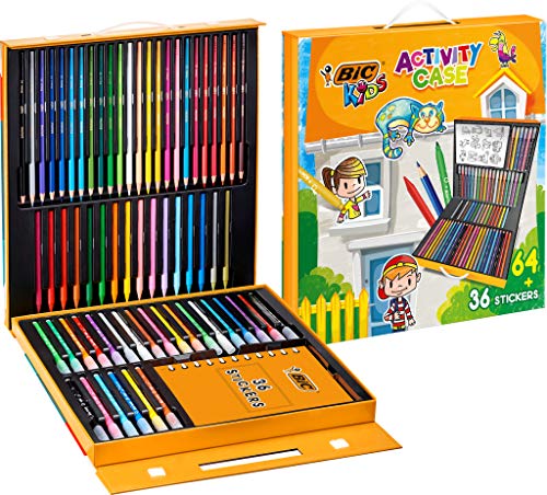 BIC Kids Activity Case Estuche Para Colorear - 24 Lápices de Colores /24 Rotuladores /16 Ceras y 36 Adhesivo – Actividades creativas para niños BIC Kids Activity Case Estuche Para Colorear - 24 Lápices de Colores /24 Rotuladores /16 Ceras y 36 Adhesivo – Actividades creativas para niños