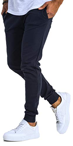 Björn Swensen Pantalones de deporte largos para hombre, de algodón, para correr, para el tiempo libre, para chándal o jogging, corte ajustado. azul marino XL