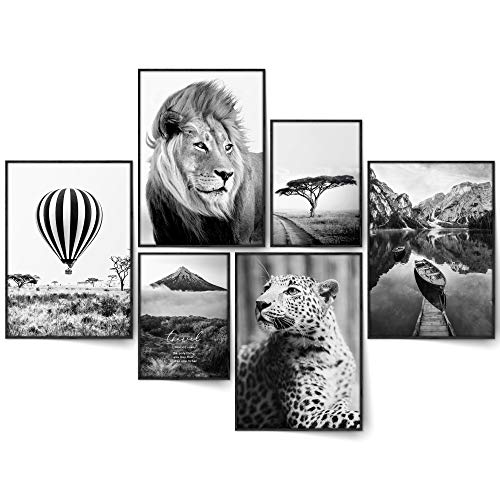 BLCKART Infinity Travel Wild - Juego de pósteres de viaje con estilo a ambos lados (4 x A3, 2 x A4, sin marco)
