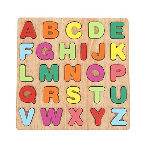 Bloque de construcción de madera Juguete de bloque de construcción de juguete 1-20 números mejoran el desarrollo inteligente(Capital letter recognition board)