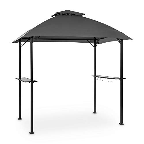 Blumfeldt Steakhouse al Sur pabellón – techo para barbacoas, 244 x 260 x 152 cm, para la lluvia y del sol, poliéster de 160 g impemeable y retarda la ignición, postes de 4 x 4 cm de acero, gris oscuro