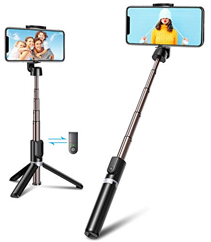 Bovon Palo Selfie Tripode Bluetooth, 3 en 1 Mini Tripode para Movil con Control Remoto, Portátil, Ligero, Selfie Stick Compatible con iPhone 12 Pro Max/12 Mini/11Pro Max/11 Pro, Galaxy S20, Huawei Más