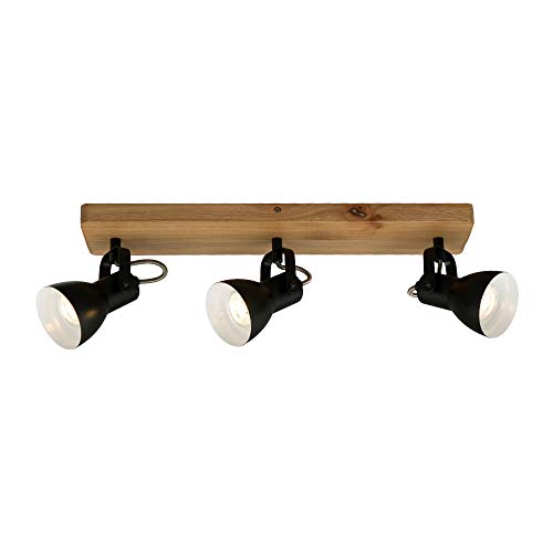 Briloner Leuchten luz, Foco Retro, lámpara de Techo Vintage, focos giratorios y orientables, 3X GU10, MAX. 35 vatios, Madera y Metal, 480x100x135 mm (LxAxA), Negro-blanco Briloner Leuchten luz, Foco Retro, lámpara de Techo Vintage, focos giratorios y orientables, 3X GU10, MAX. 35 vatios, Madera y Metal, 480x100x135 mm (LxAxA), Negro-blanco