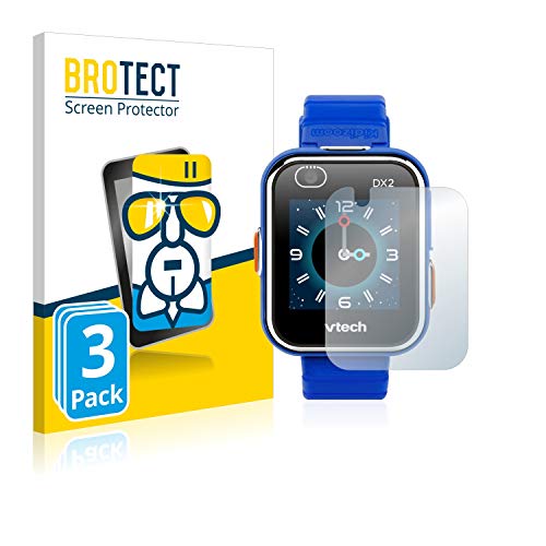 BROTECT Protector Pantalla Cristal Compatible con Vtech Kidizoom Smart Watch DX2 Protector Pantalla Vidrio (3 Unidades) - Dureza Extrema, Anti-Huellas