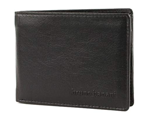 BRUNO BANANI - RFID Caso de la nota Monedero con CRYPTALLOY, horizontal, de Cuero con Cryptalloy para NFC Tarjeta de crédito, ePerso - Negro (Negro), Breite ca. 11 cm, Höhe ca. 8,5 cm, Tiefe ca. 2 cm, ancho aprox 11 cm, alt. 8,5 cm, Tiefe ca. 2 cm