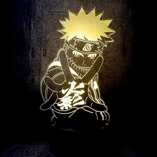 BTEVX 3D Illusion Lamp Led Night Light Naruto Action Touch Switch Remote Base Hot Man Cartoon Shape The Best Christmas Gifts For Children Home Decoration Kids Sleep Lamp