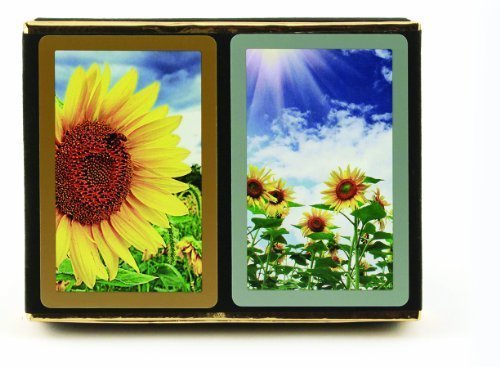 Bundle - 3 items: 1 Congress Playing Cards Sunflower Bridge (2 Decks), with 2 Packs (12 Each Pack) Tallies, Standard Index by U.S. Playing Card Company