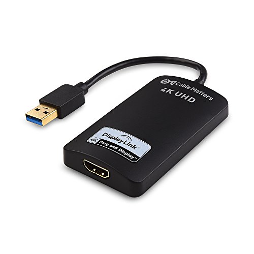 Cable Matters Adaptador USB a HDMI (Adaptador USB 3.0 a HDMI, Adaptador USB 3 a HDMI) Compatible con resolución 4K para Windows