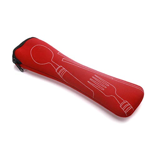 Caja de almacenamiento portátil para viaje, bolsa de almacenamiento y bolsa de red para palillos, cuchara, tenedor 20*6.5cm rosso
