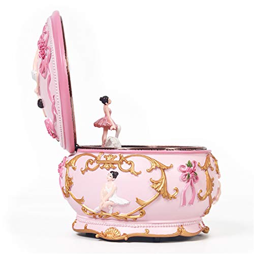 Caja de música de juguete con diseño de ballet, caja de música giratoria para niñas, caja de música vacía, regalo de cumpleaños creativo, regalo para niños (color: rosa, tamaño: 17 x 12 x 12 cm)