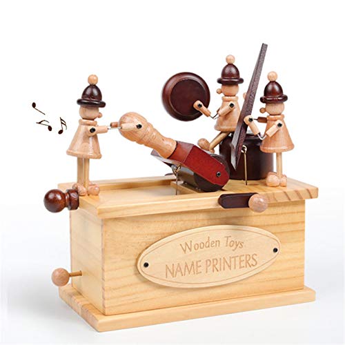 Caja de música de juguete para impresora de marionetas, caja de música, regalo de cumpleaños para niños (color: natural, tamaño: 18 x 17 x 12 cm)