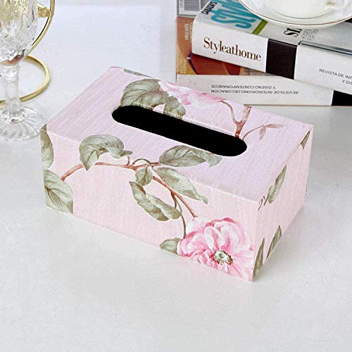Caja de pañuelos Caja de pañuelos de Cuero Europea Hotel Hogar Sala de Estar Mesa de Centro Papel de Cuero Caja de Bombeo Caja de servilletas-Loto Rosa