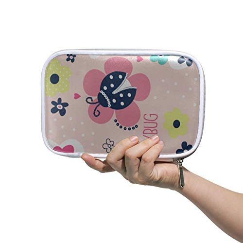 Caja fija Escritorio Mariquita Incesto y flores Bolsa de maquillaje perezosa Bolsa de maquillaje para niños Fundas de maquillaje multifuncionales para niñas para hombres Mujeres