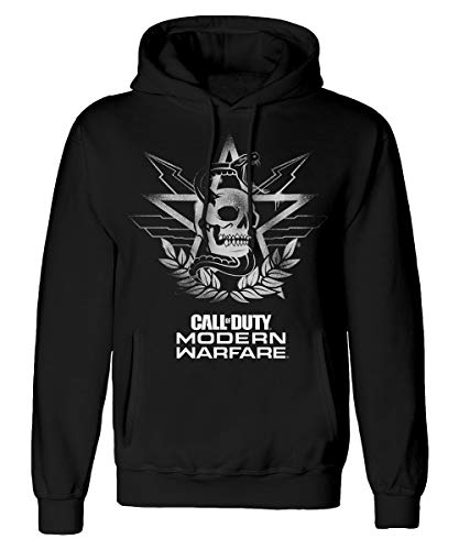 Call of Duty Modern Warfare – Sudadera negra para hombre con capucha con impresión frontal – Producto oficial (S)