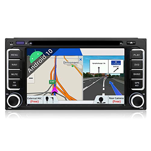Cámara!! Android 9.0-2 Din 6.95" Quad-Core Coche Navegación GPS Estéreo Soporte WIFI/Bluetooth/Subwoofer/Mirror Link/OBD2/DAB para Toyota RAV4/Corolla/Vitz Eco/Vios Camry/Hilux/Prado/Land Cruiser 100