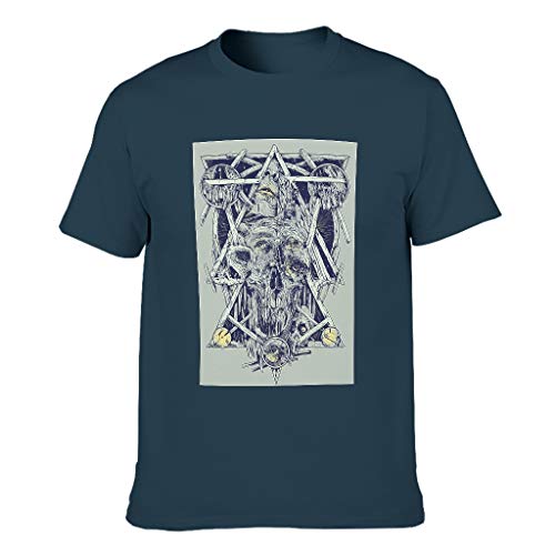 Camisa de algodón para hombre, diseño de cráneo de madera azul marino XXXXL