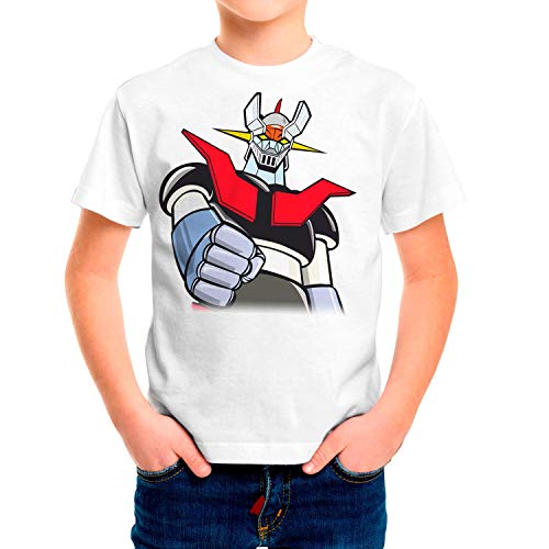 Camiseta Serie Manga y Anime Niño - Unisex Mazinger Z (Blanco, 5 años)