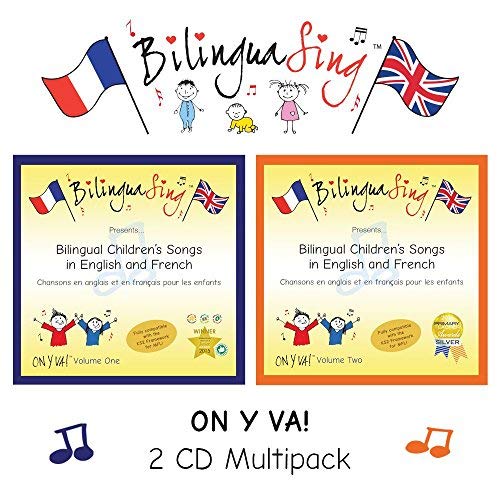 Canciones en francés para niños | 2 CDs Multipack de las canciones para niños ganadoras de premio. | Del CD premiado BilinguaSing On Y Va Vol.1 & 2 | Aprende francés. Para niños de 4 a 11 años.