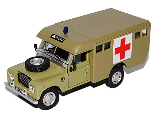 Cararama Land Rover Defender Series III 109 Verde ambulancia Cruz Roja 1/43 Modelo Coche