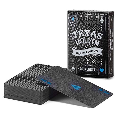 Cartas de póker negras cartas impermeables juego de cartas plásticas de póker profesional
