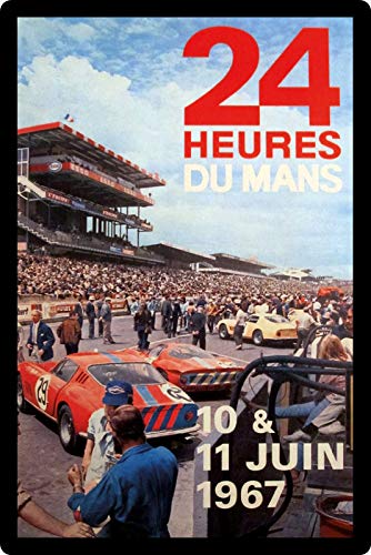 Cartel de Chapa genérica 20 x 30 cm Le Mans 24 Horas Heures Hours Rennen 1967 Cartel de Metal