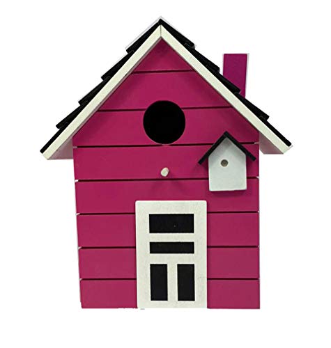 CasaJame Pajarera de madera para balcón y jardín, nido, color rosa, casa para pájaros, 20 x 17 x 12 cm